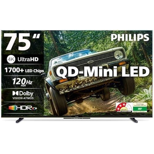 PHILIPS 189 cm (75 inches) 4K Ultra HD QLED Smart QD-Mini LED Google TV 75MLED610/94