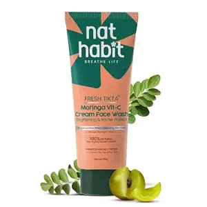 Nat Habit Moringa Vitamin-C Cream Face Wash For Pimple And Oil Control With Glowing Skin, Paraben & Sulphate Free Face Cleanser For Men & Women, (100 g)